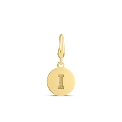 Initial Charm Disc With Letter "I" In 10K Yellow Gold