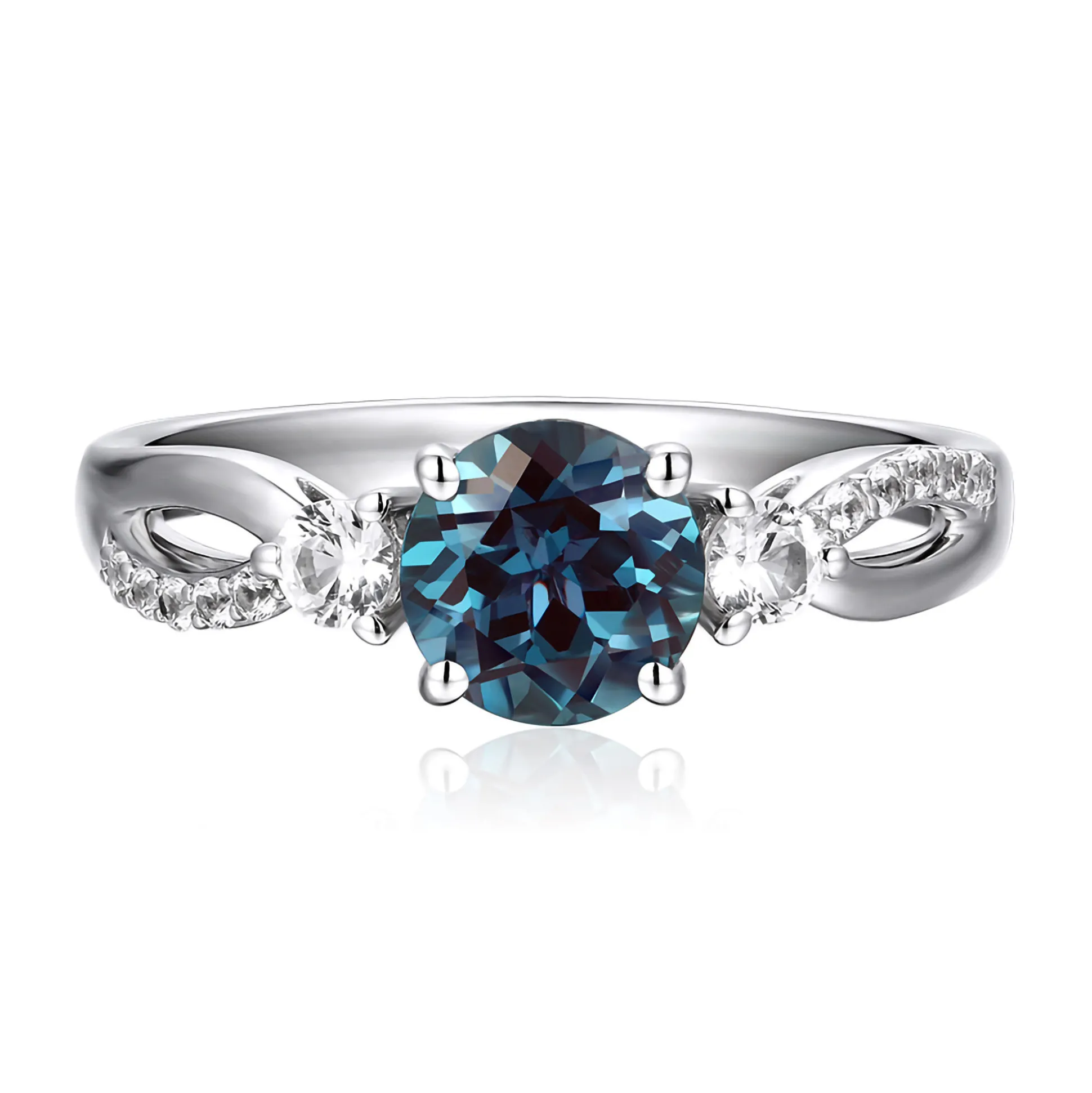 Lab Created Alexandrite & White Sapphire Ring In Sterling Silver