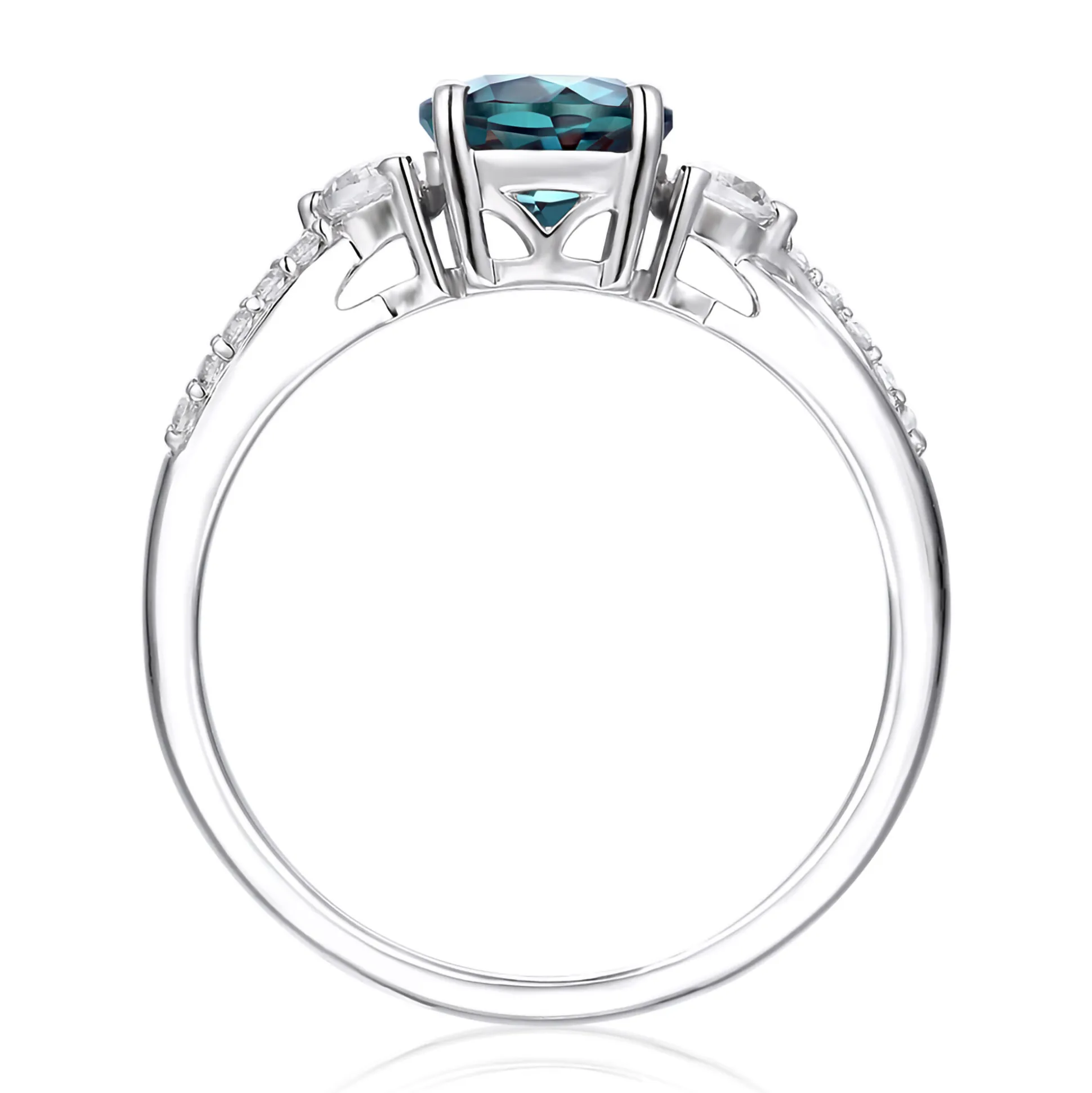 Lab Created Alexandrite & White Sapphire Ring In Sterling Silver