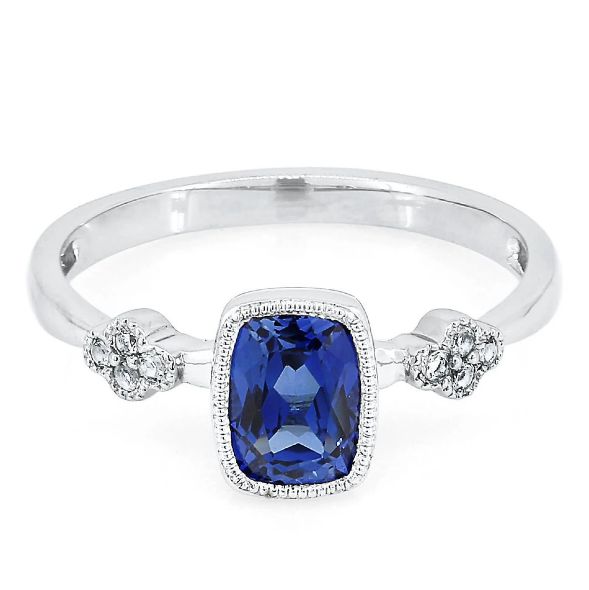Lab Created Blue & White Sapphire Stack Ring In Sterling Silver