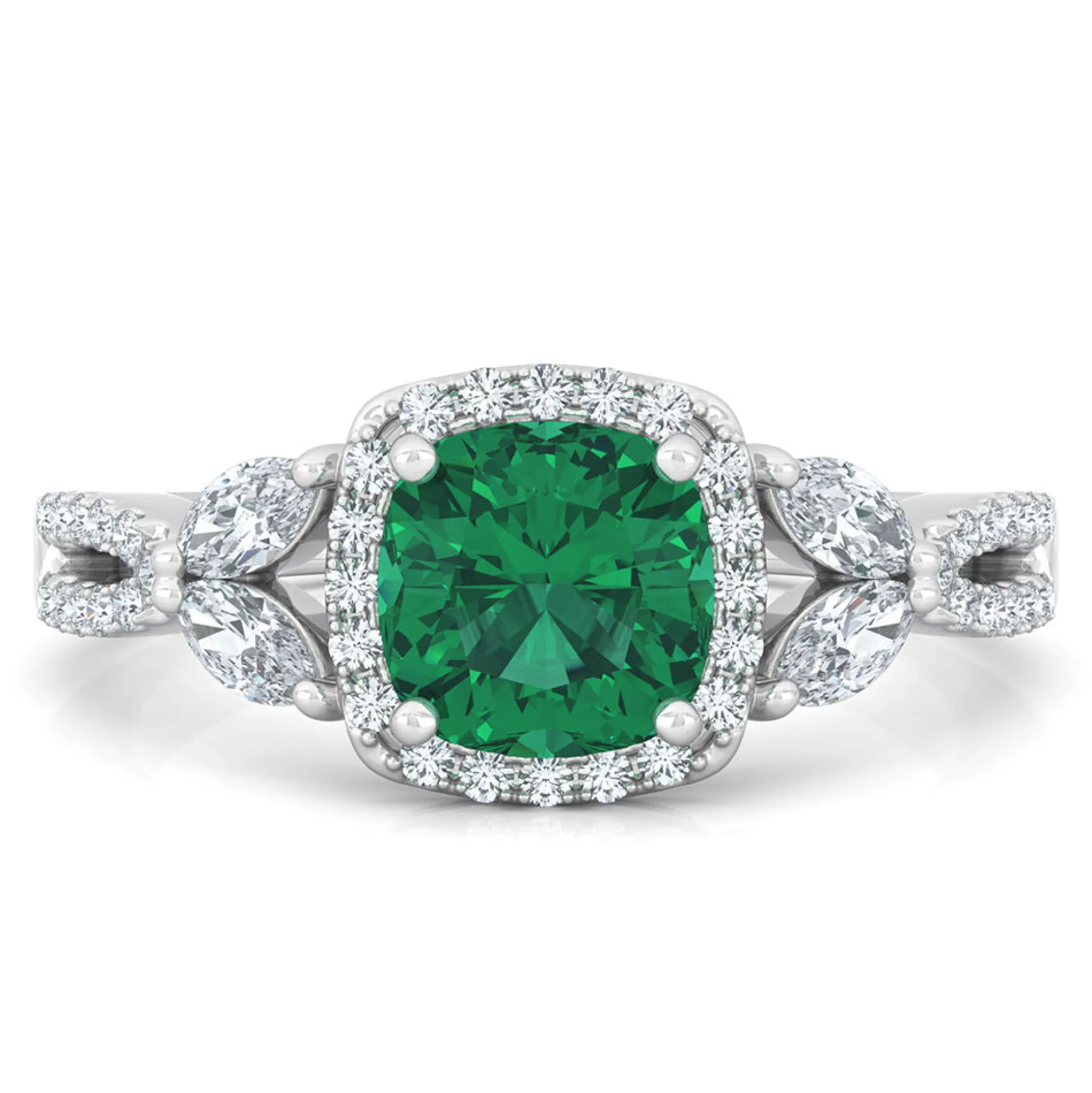 Lab Created Emerald Ring With Lab Created White Sapphires In Sterling Silver