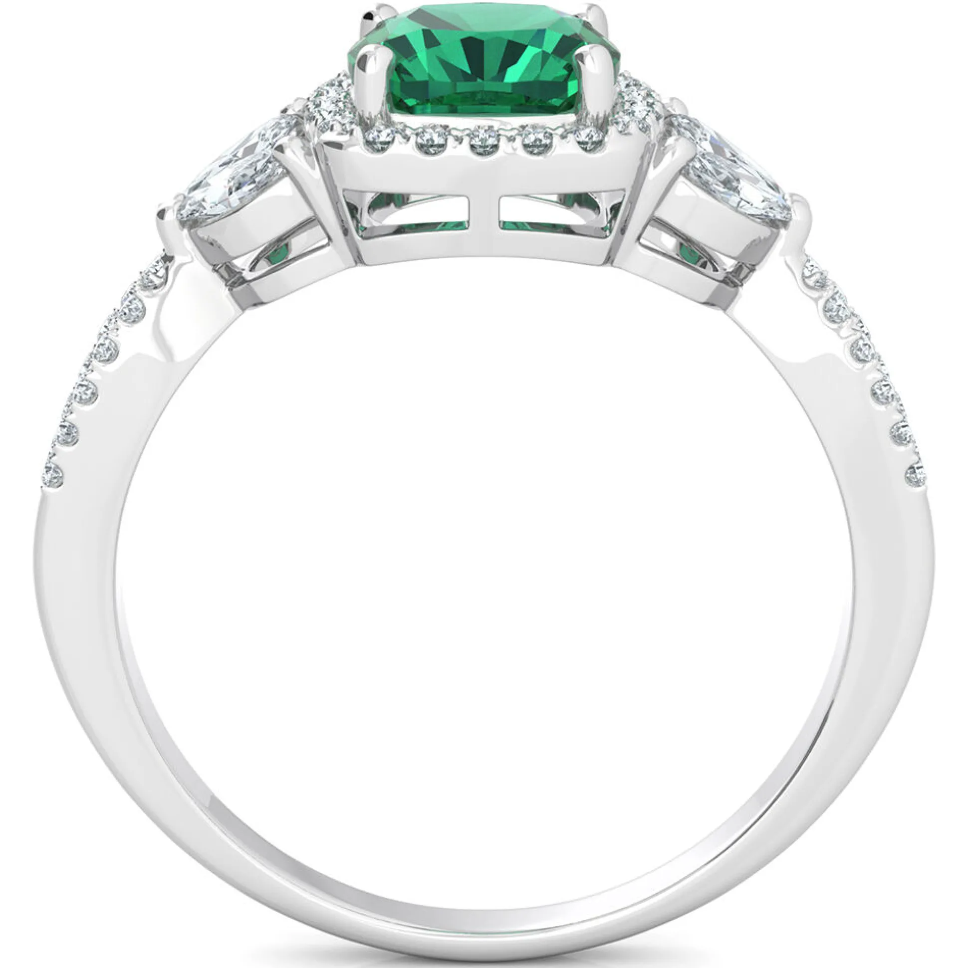 Lab Created Emerald Ring With Lab Created White Sapphires In Sterling Silver