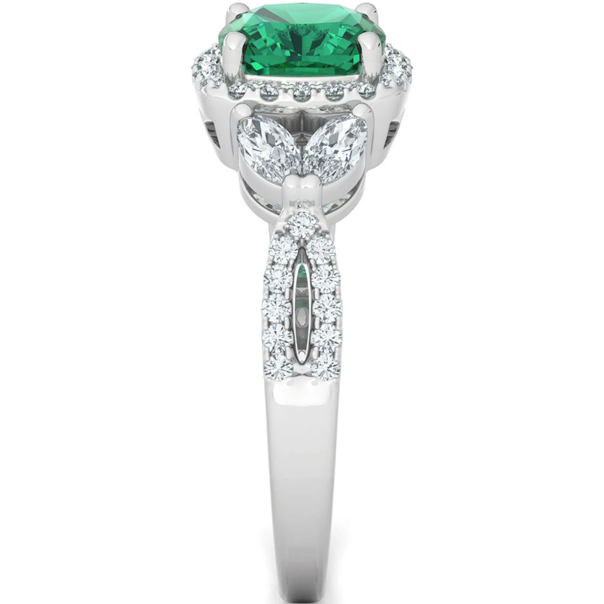 Lab Created Emerald Ring With Lab Created White Sapphires In Sterling Silver