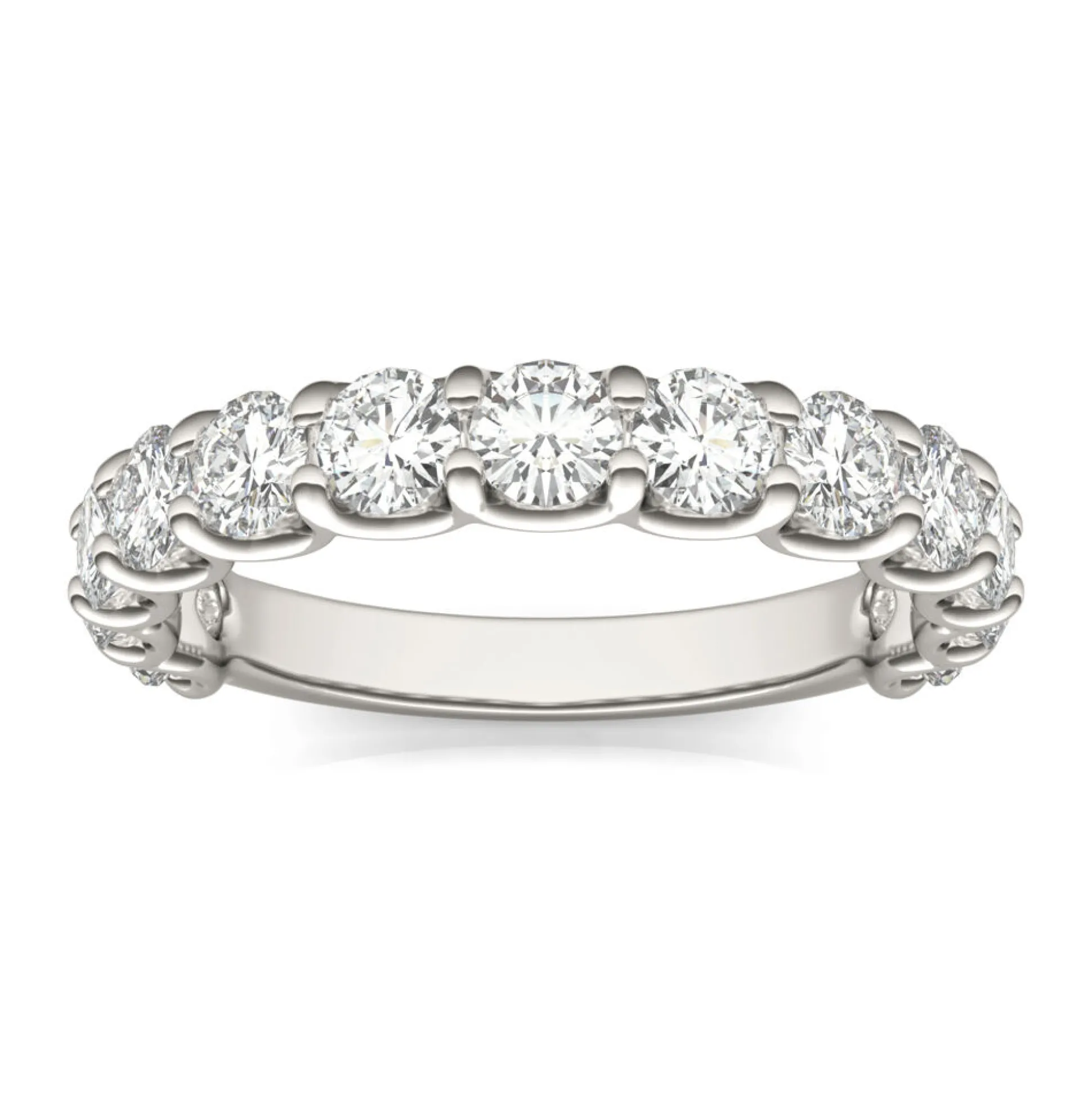 Lab Created Moissanite Band In 14K White Gold