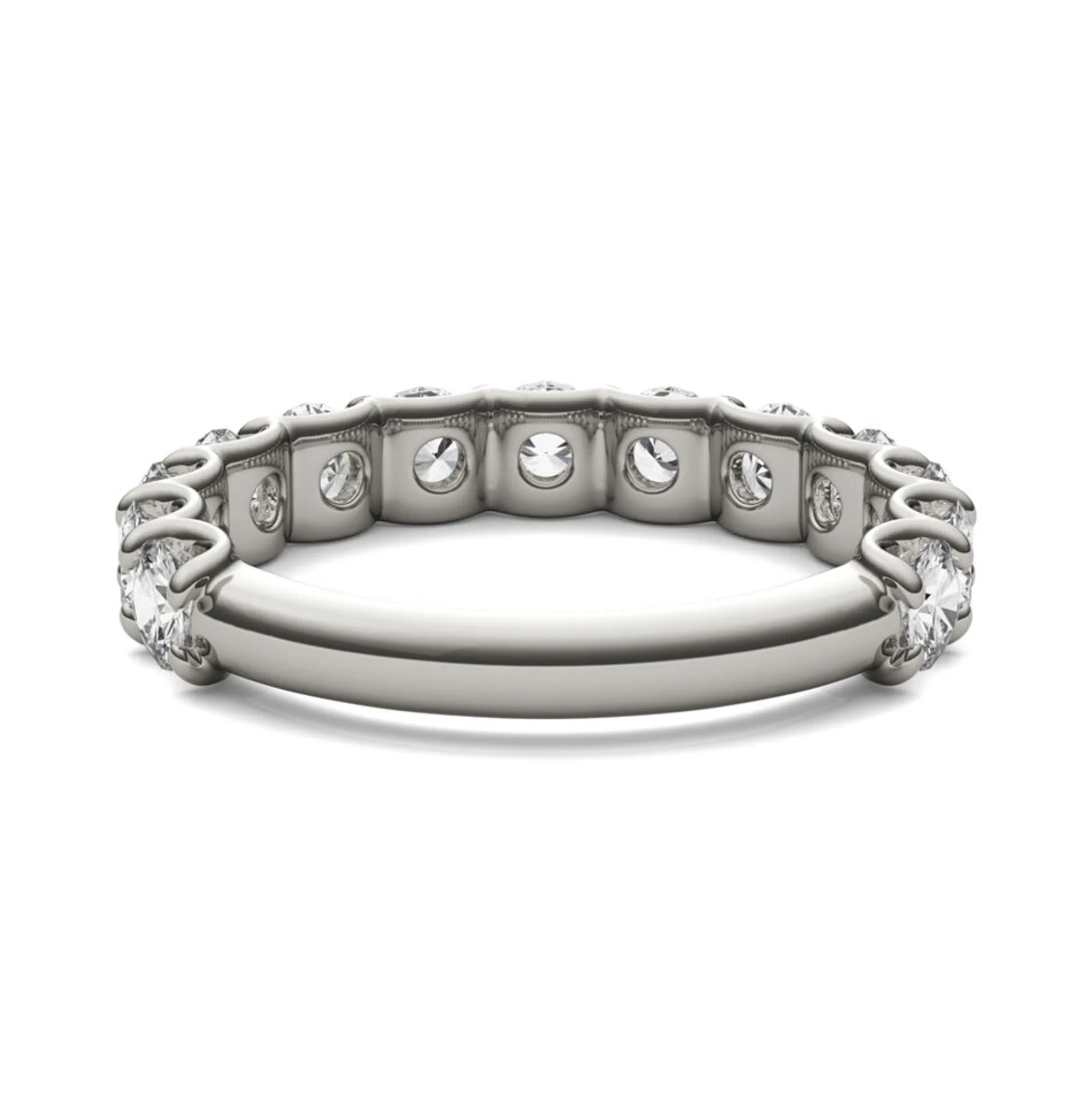 Lab Created Moissanite Band In 14K White Gold