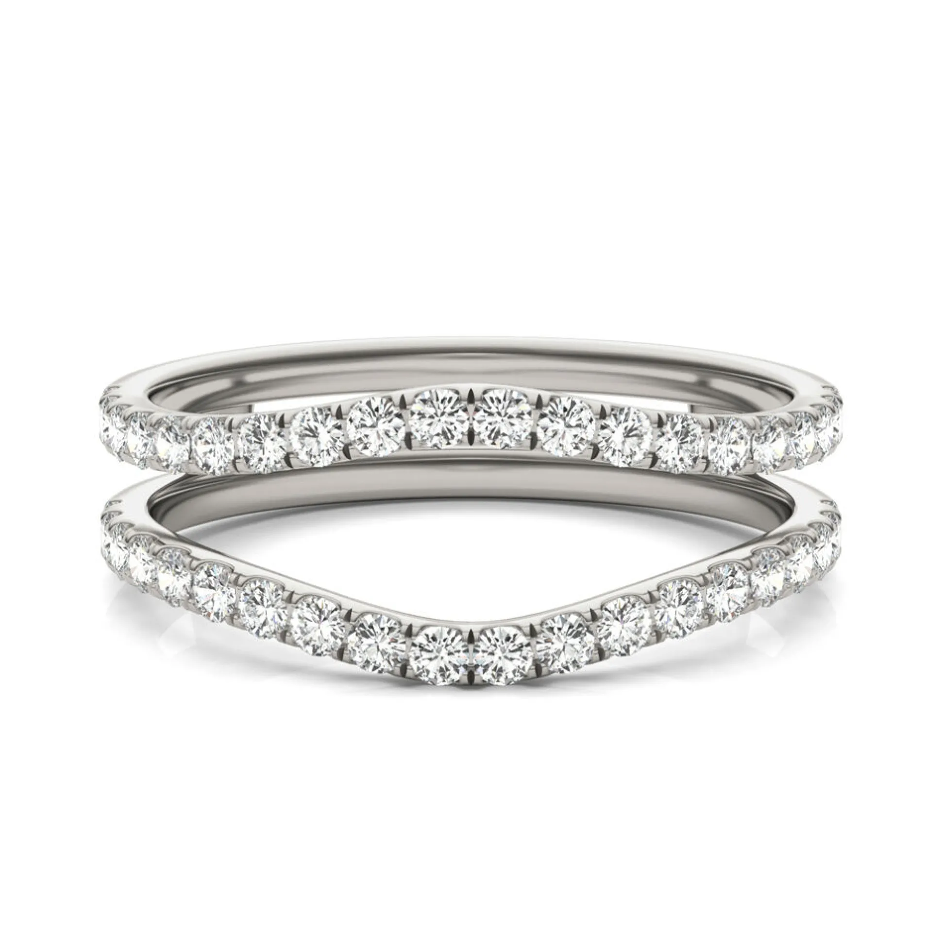 Lab Created Moissanite Curved Ring Insert In 14K White Gold