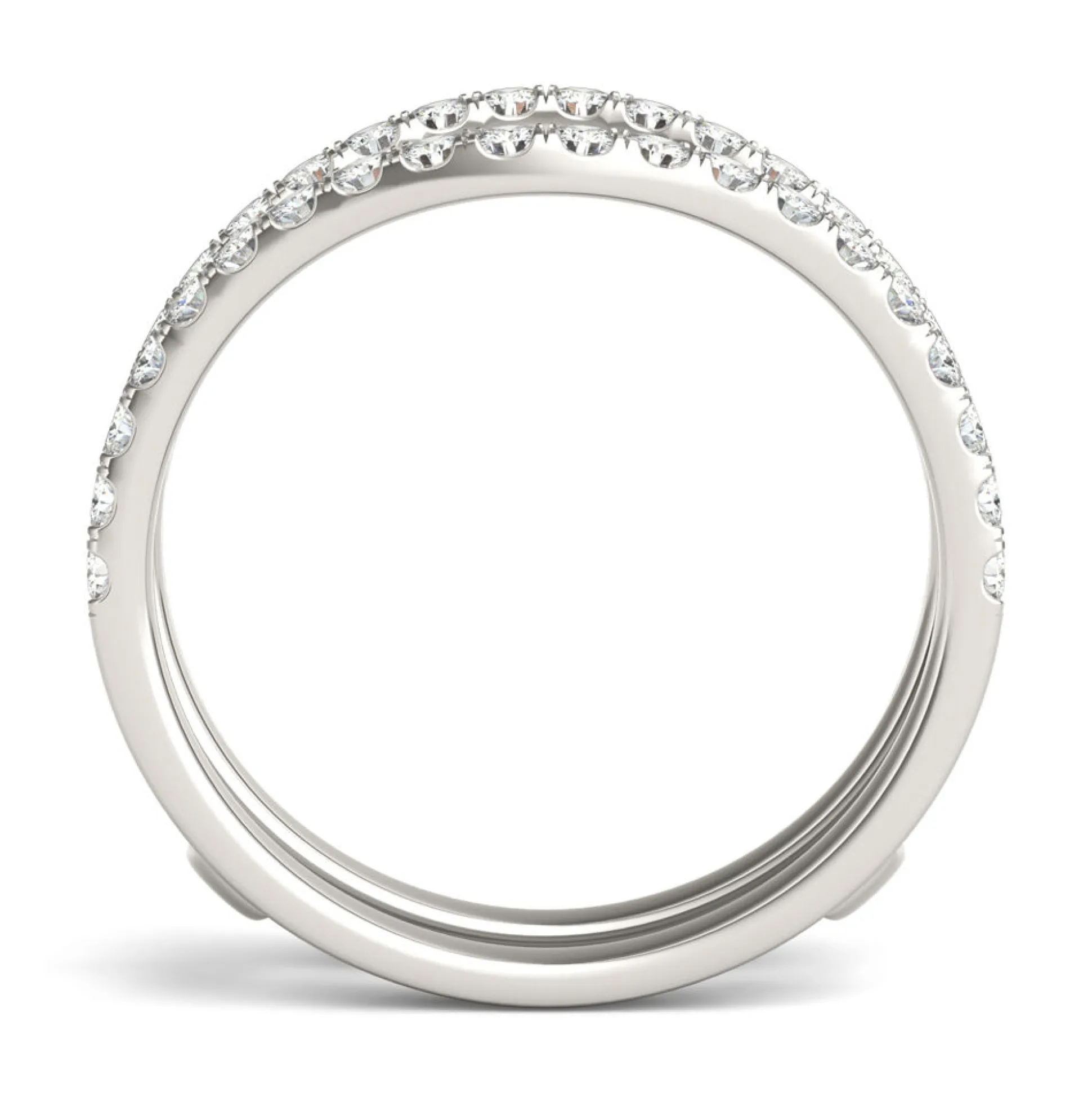Lab Created Moissanite Curved Ring Insert In 14K White Gold