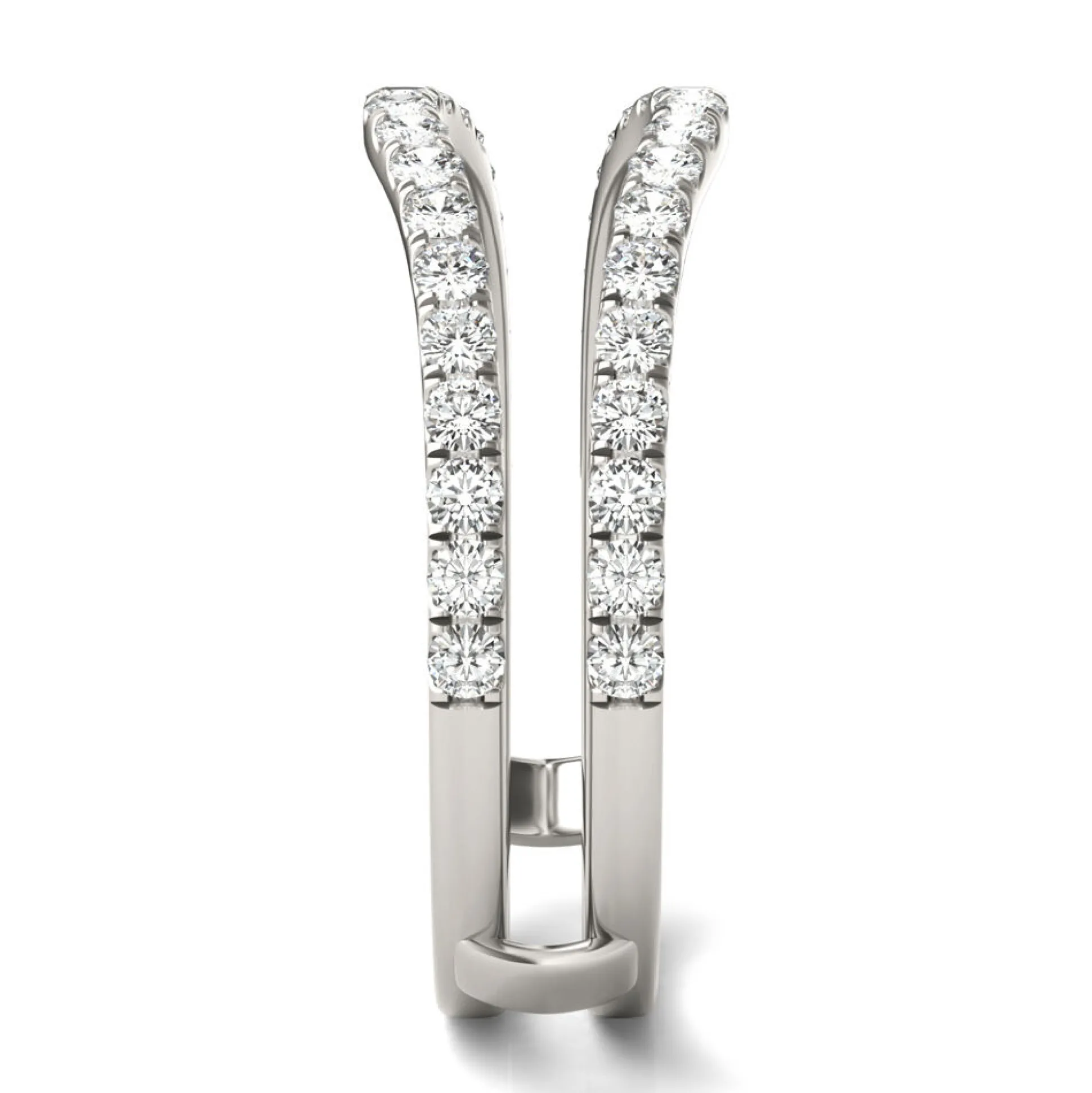 Lab Created Moissanite Curved Ring Insert In 14K White Gold