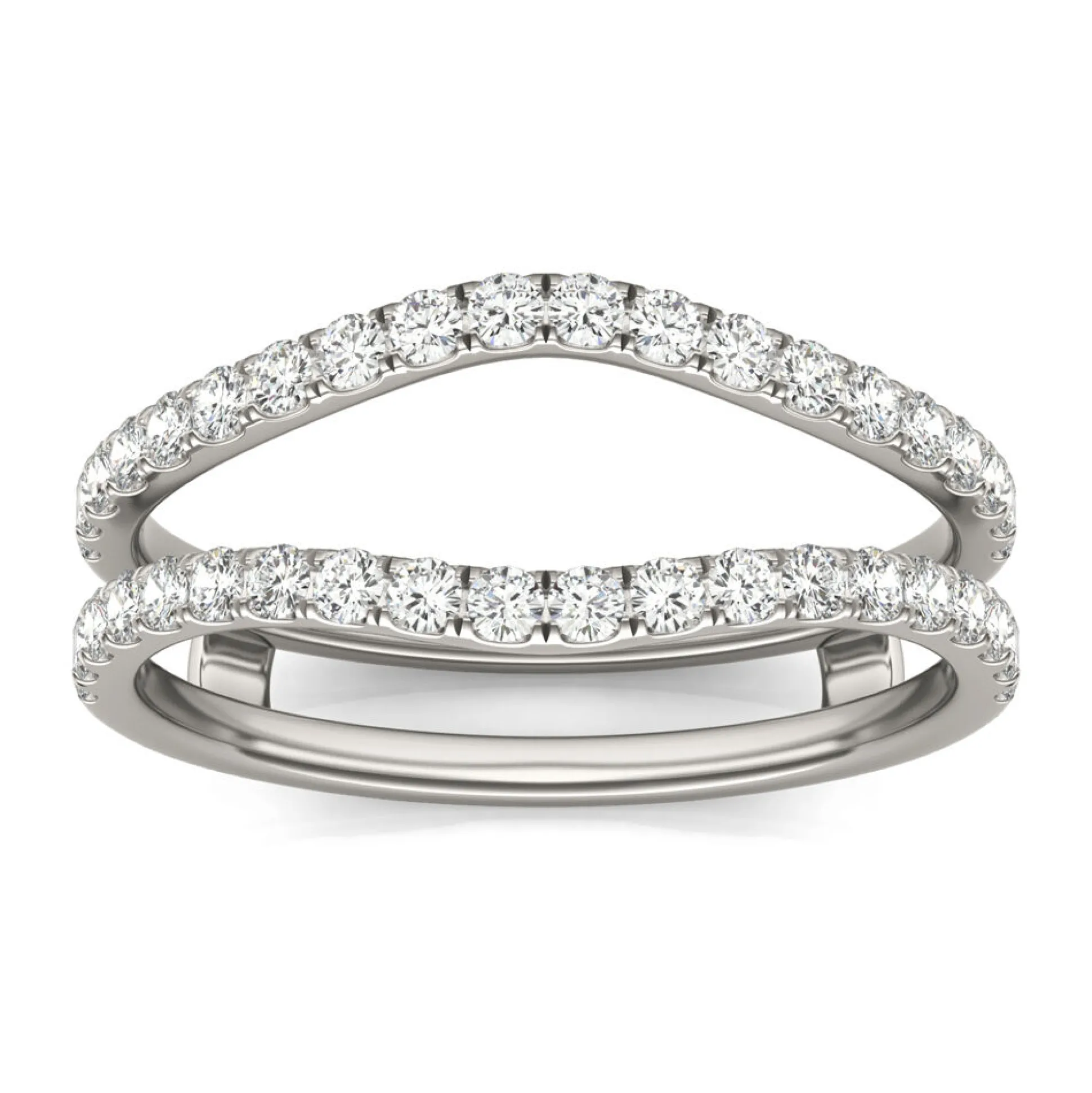 Lab Created Moissanite Curved Ring Insert In 14K White Gold