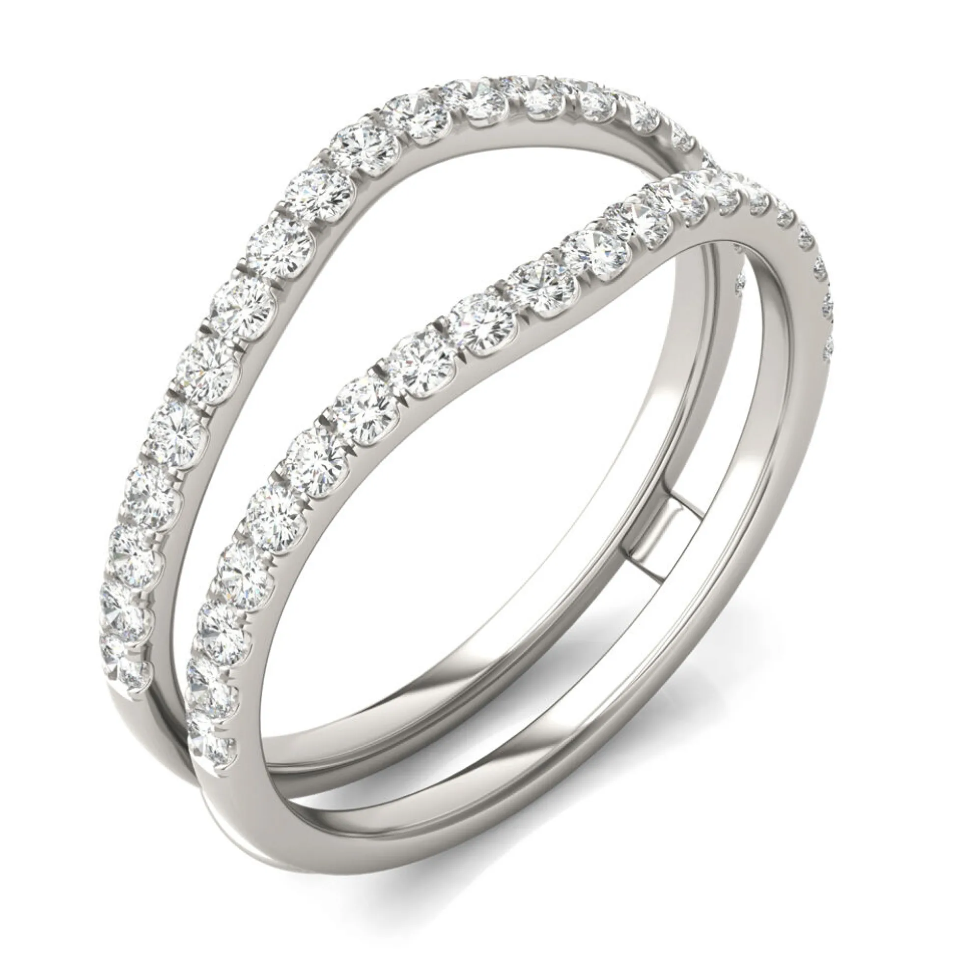 Lab Created Moissanite Curved Ring Insert In 14K White Gold