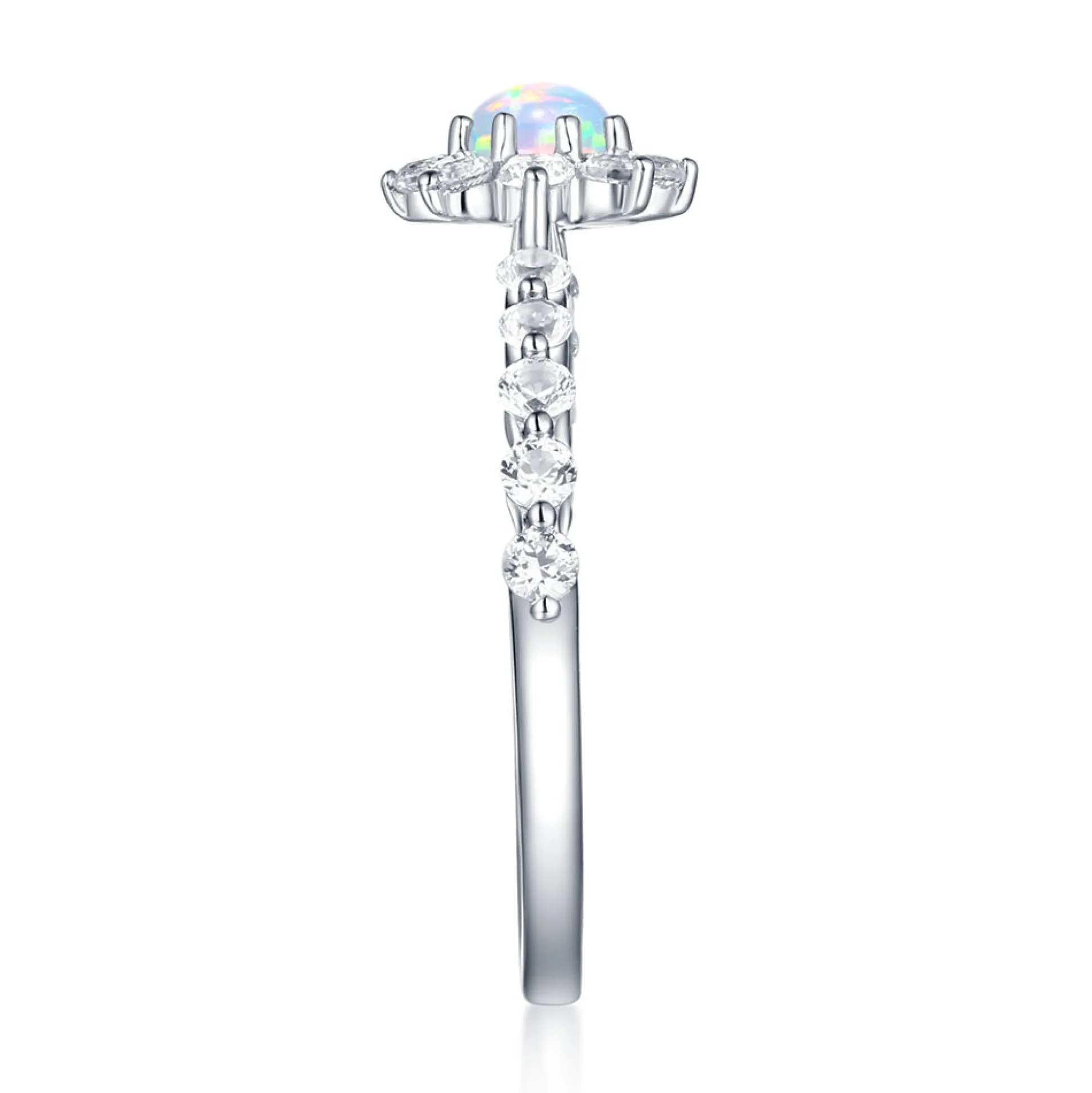 Lab Created Opal & White Sapphire Stack Ring In Sterling Silver