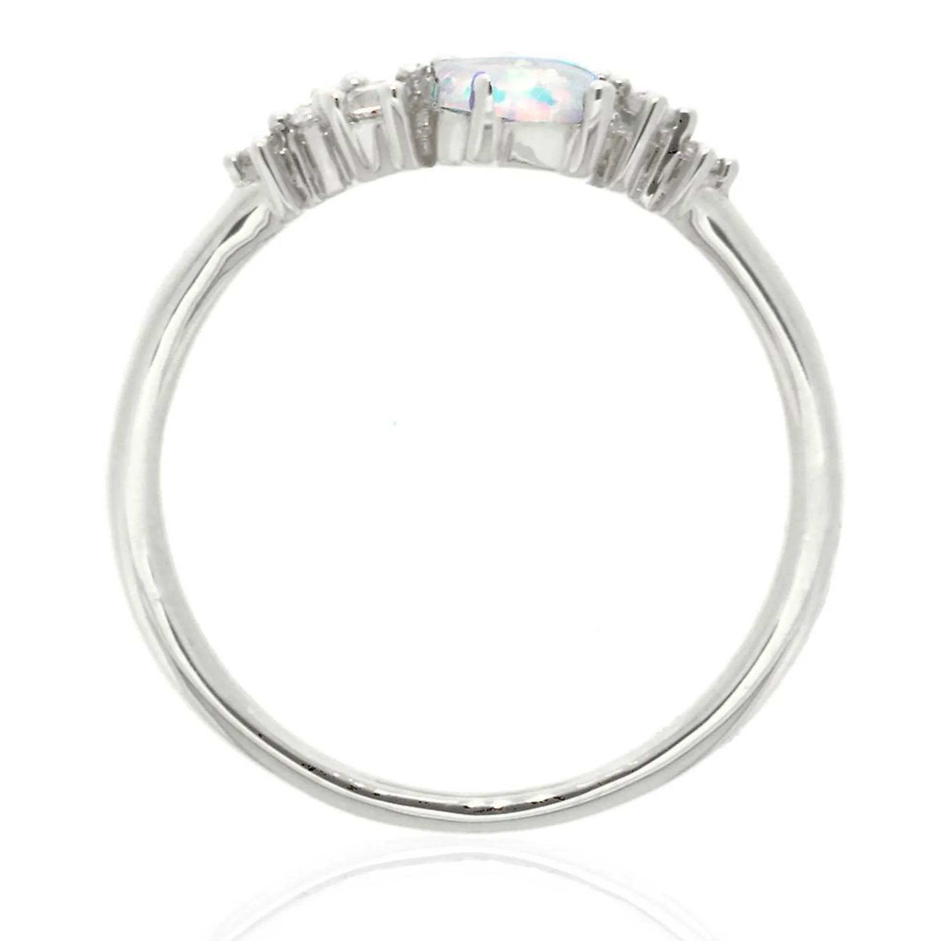 Lab Created Opal & White Sapphire Stack Ring In Sterling Silver