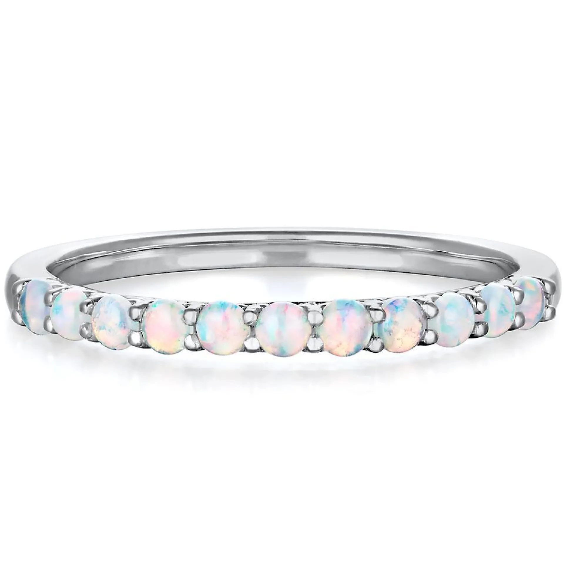 Lab Created Opal Stack Ring In Sterling Silver