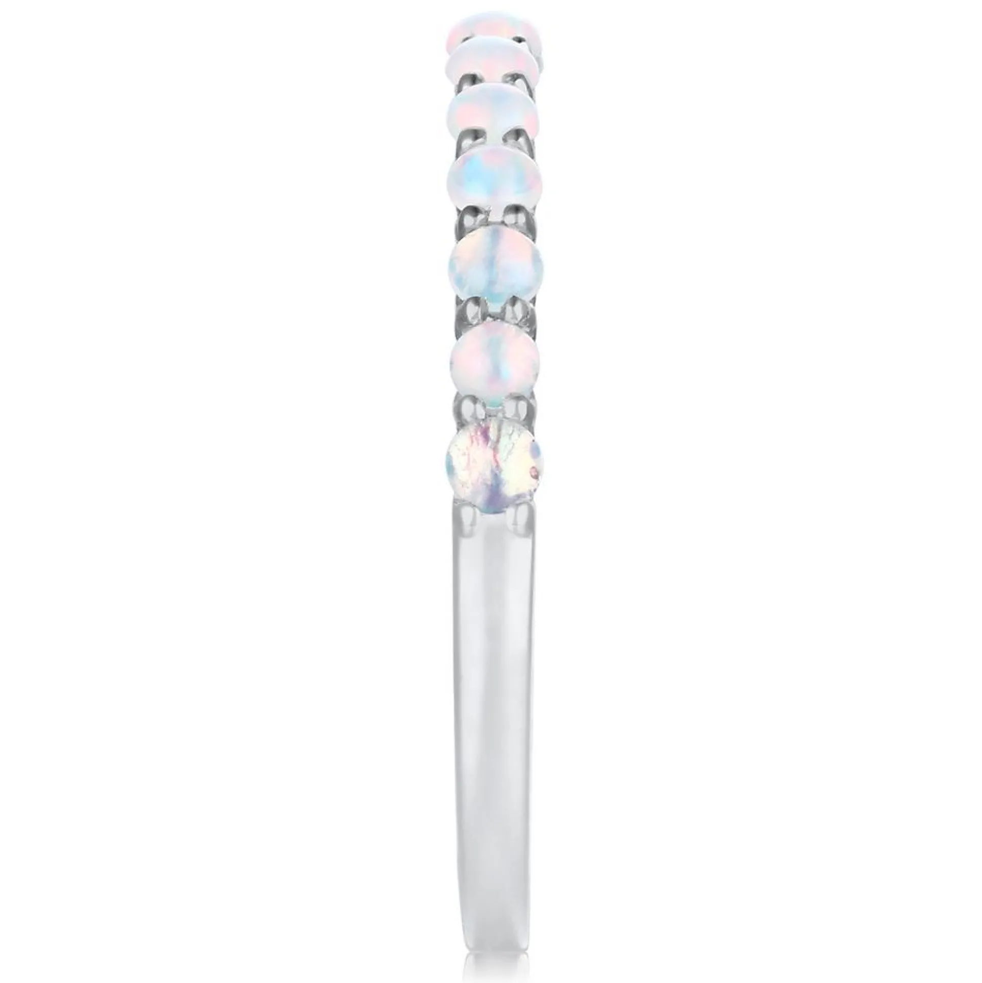 Lab Created Opal Stack Ring In Sterling Silver