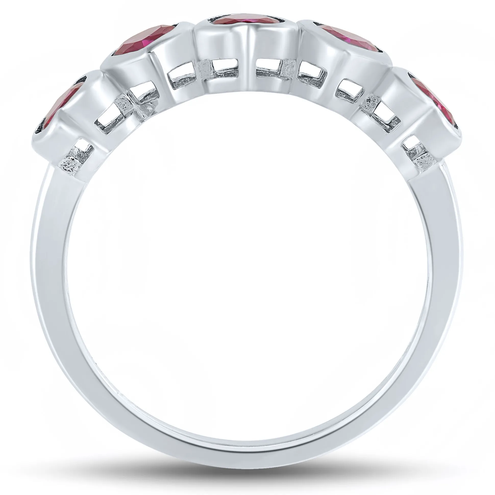 Lab Created Ruby Heart Stack Ring In Sterling Silver