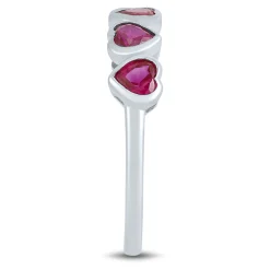 Lab Created Ruby Heart Stack Ring In Sterling Silver