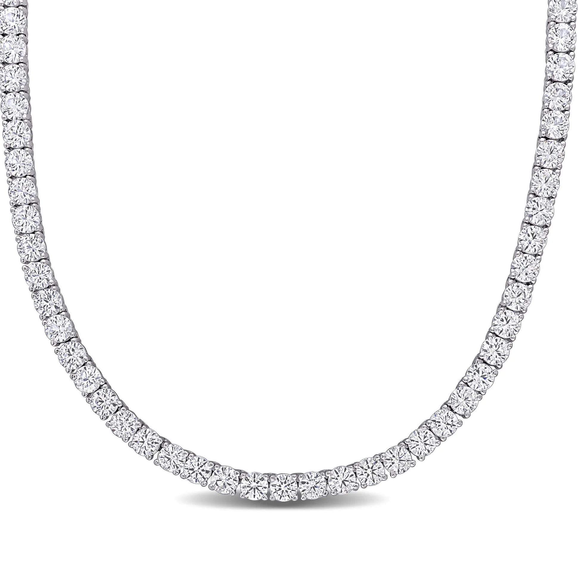 Lab Created White Sapphire Tennis Necklace In Sterling Silver