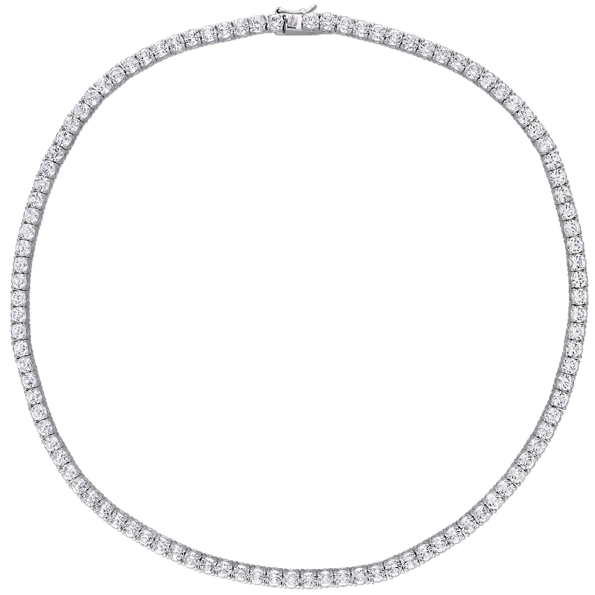 Lab Created White Sapphire Tennis Necklace In Sterling Silver