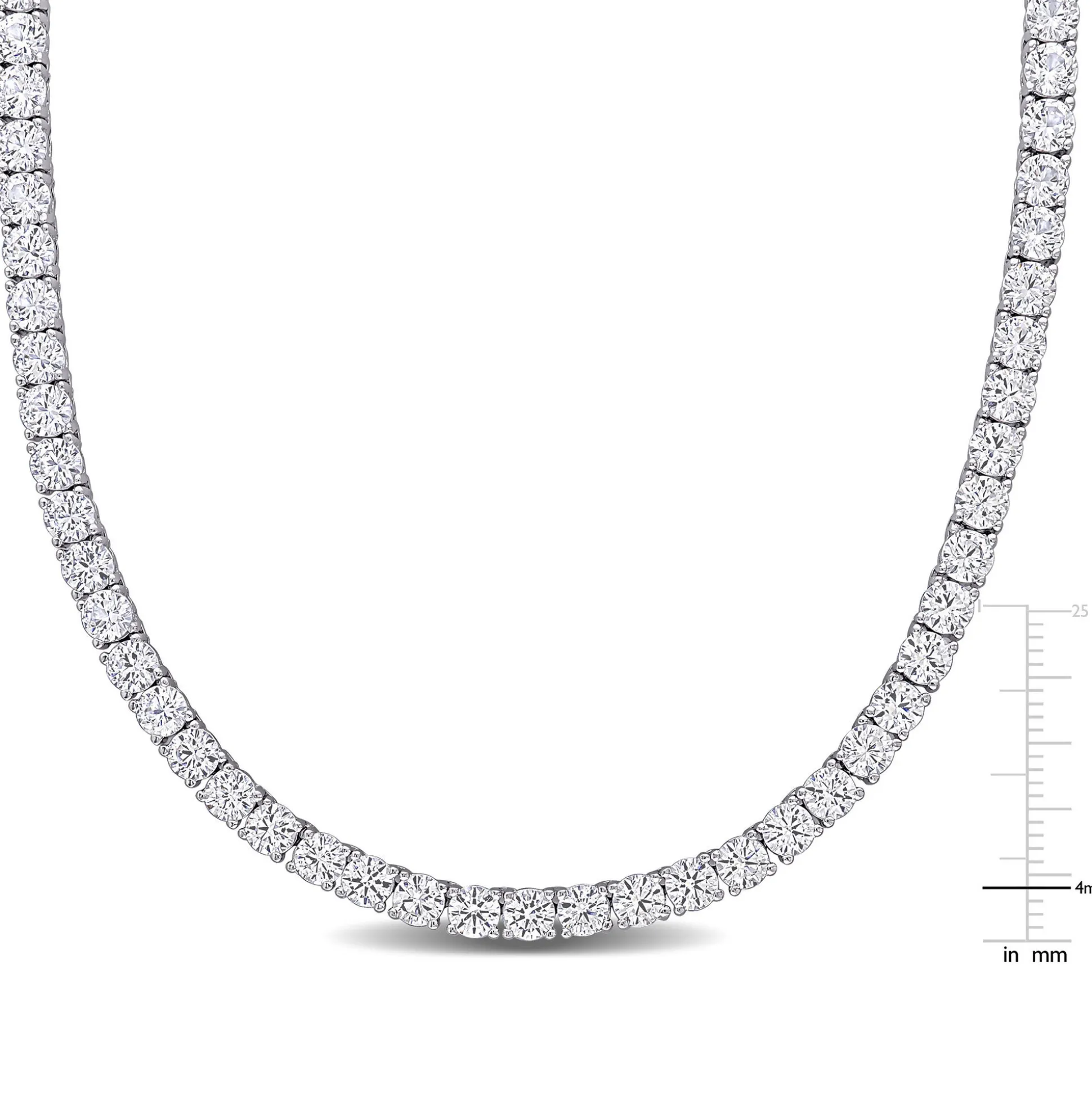Lab Created White Sapphire Tennis Necklace In Sterling Silver