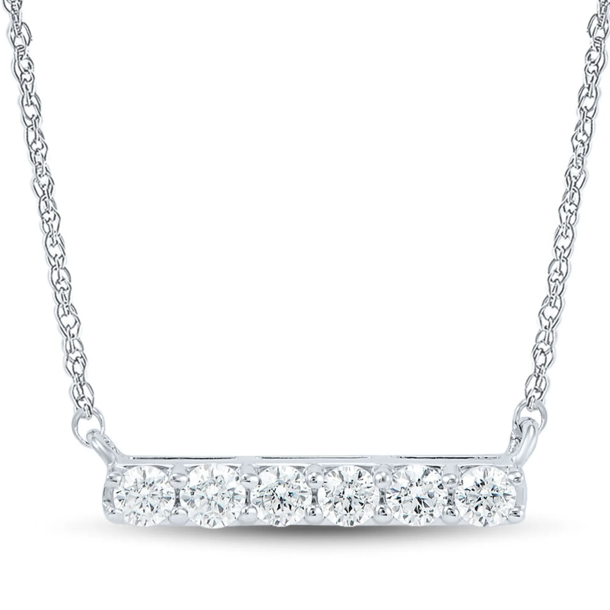 Lab Grown Diamond Bar Necklace In 14K White Gold (1/4 Ct. Tw.)