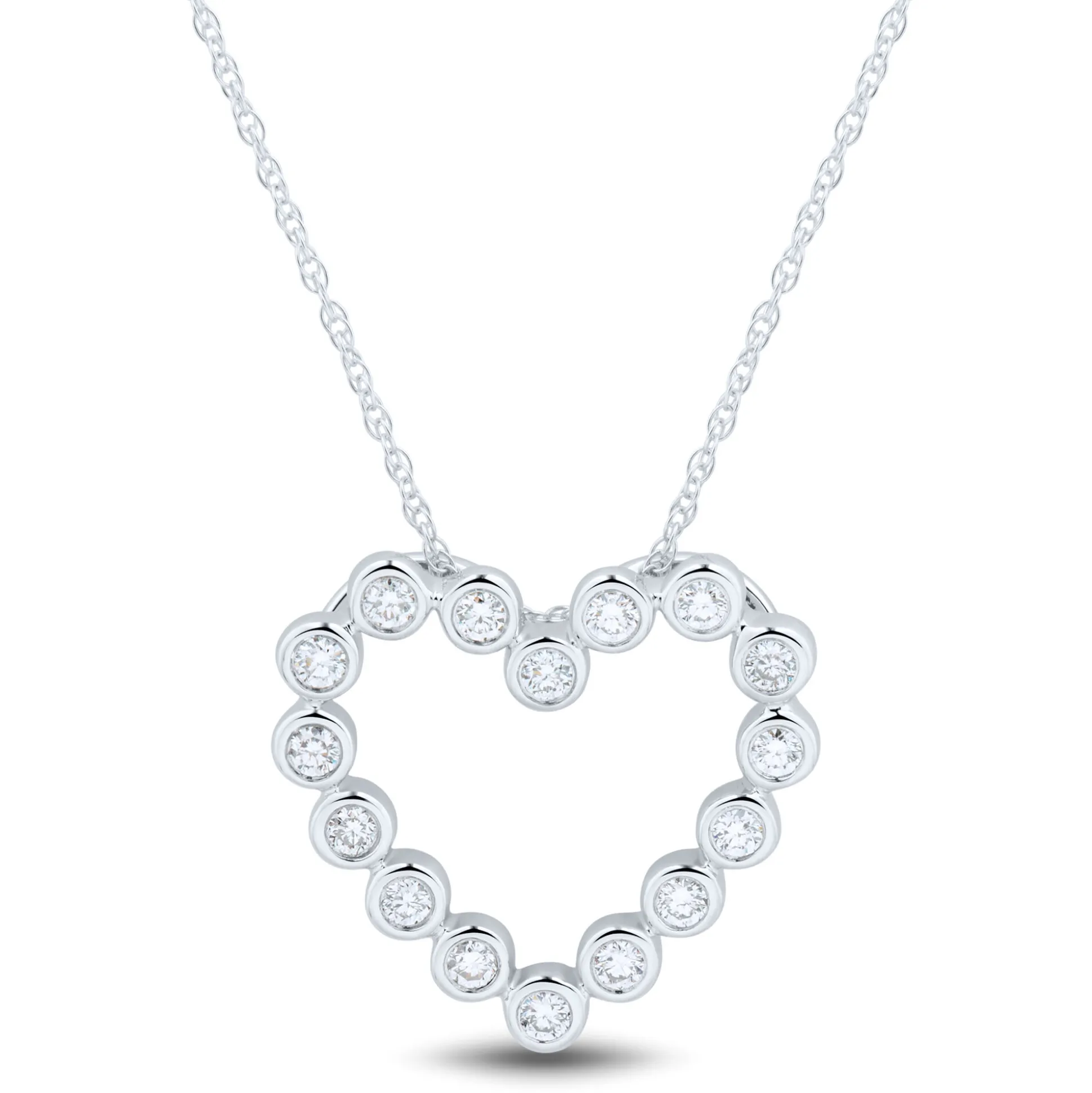 Lab Grown Diamond Bezel Heart Pendant In 14K White Gold (1/4 Ct. Tw.)
