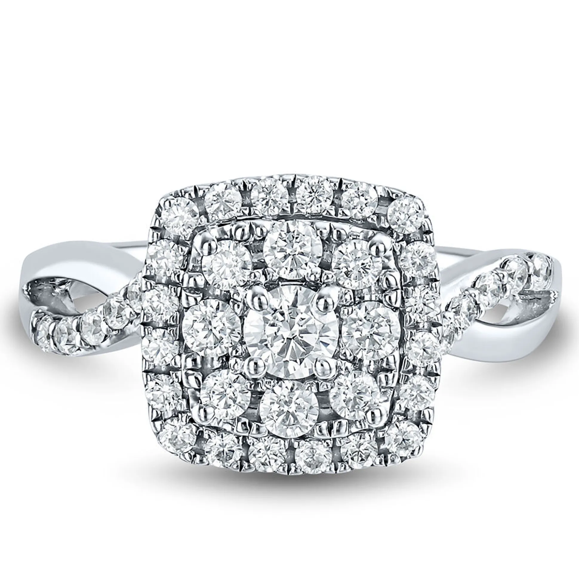 Lab Grown Diamond Cushion Cluster Ring In 14K White Gold (3/4 Ct. Tw.)
