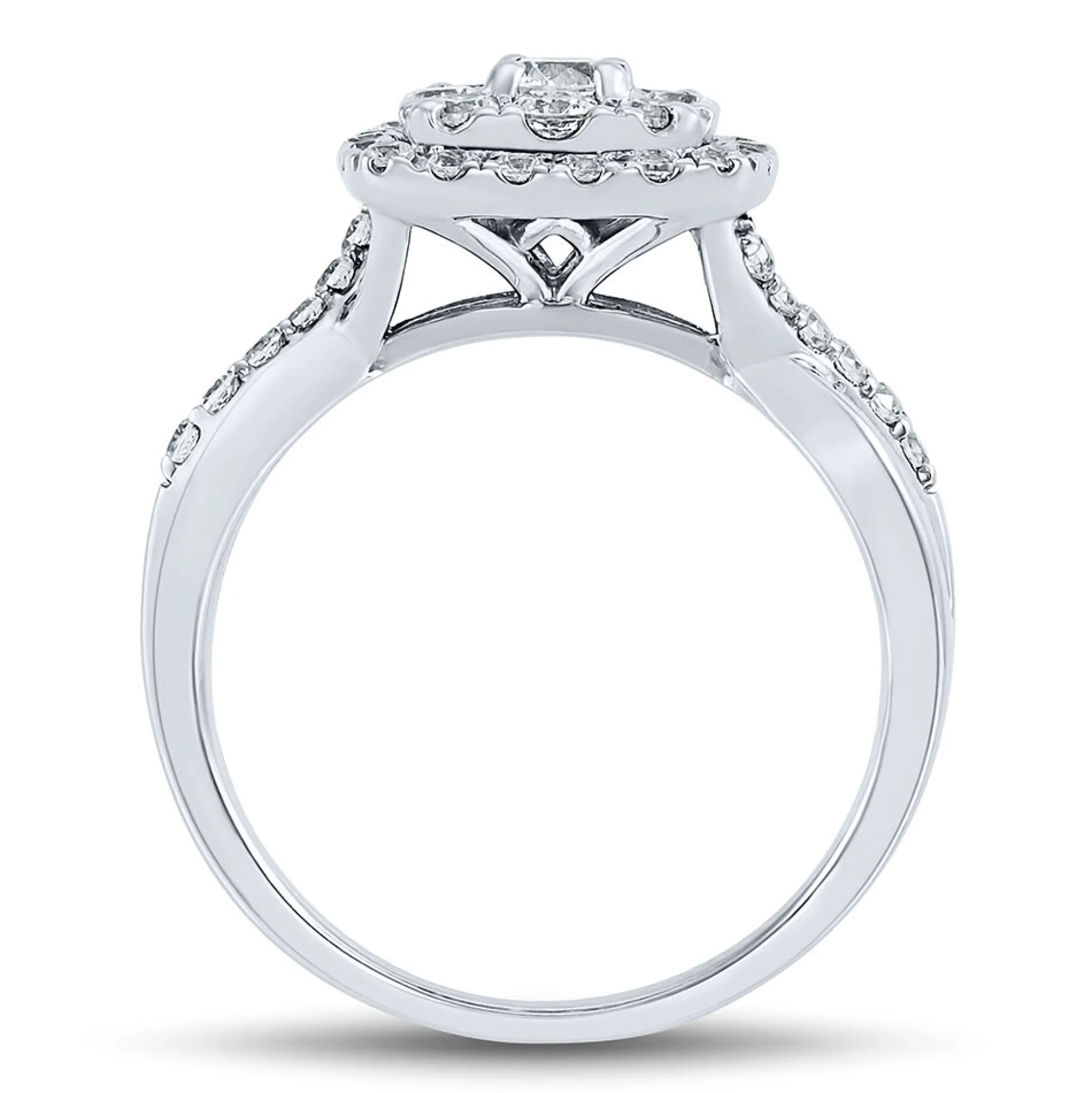 Lab Grown Diamond Cushion Cluster Ring In 14K White Gold (3/4 Ct. Tw.)