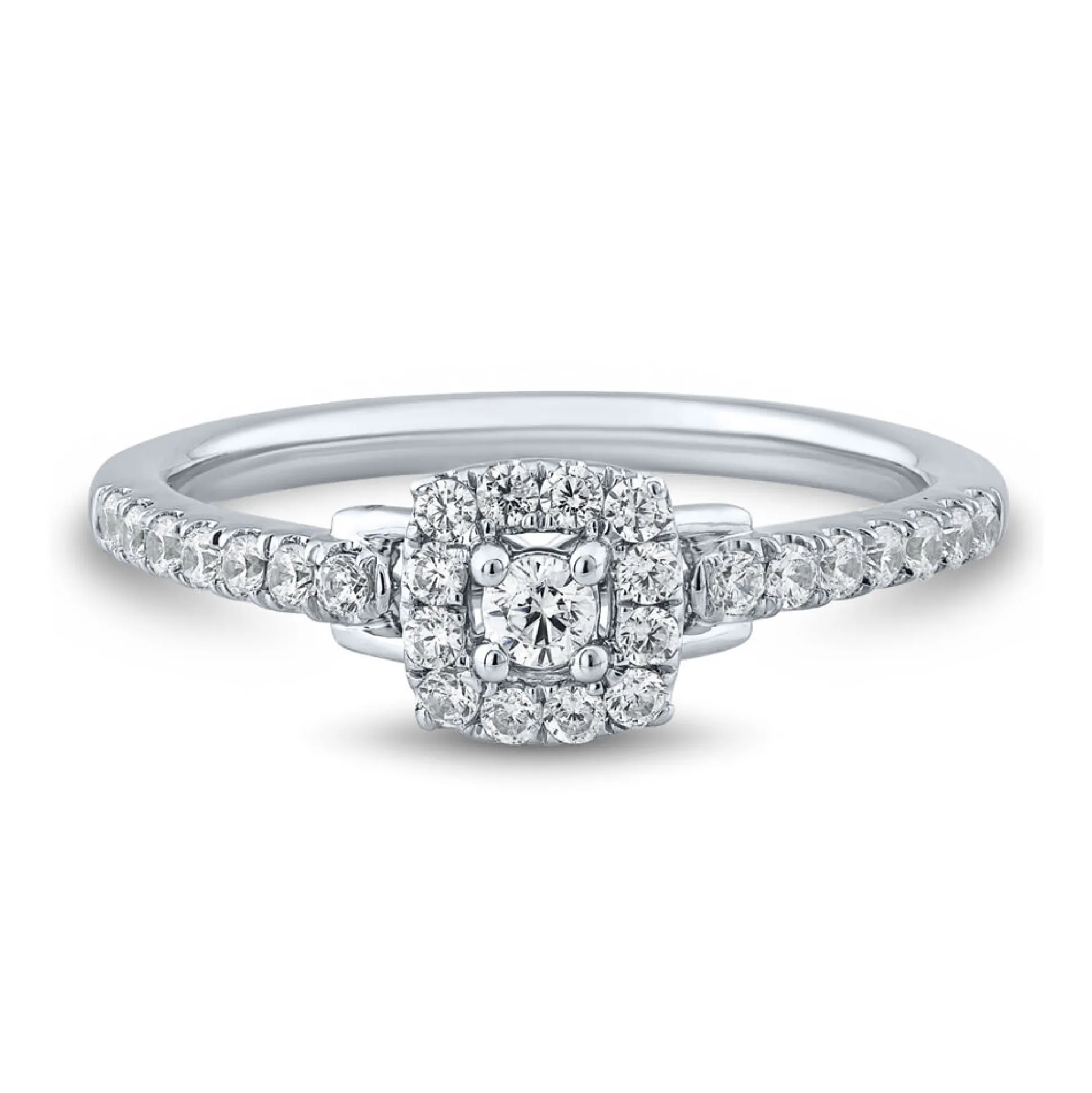 Lab Grown Diamond Cushion Cut Promise Ring In 14K White Gold (1/3 Ct. Tw.)