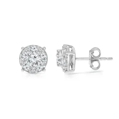 Lab Grown Diamond Halo Stud Earrings In 14K Gold