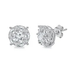 Lab Grown Diamond Halo Stud Earrings In 14K Gold (3 Ct. Tw.)