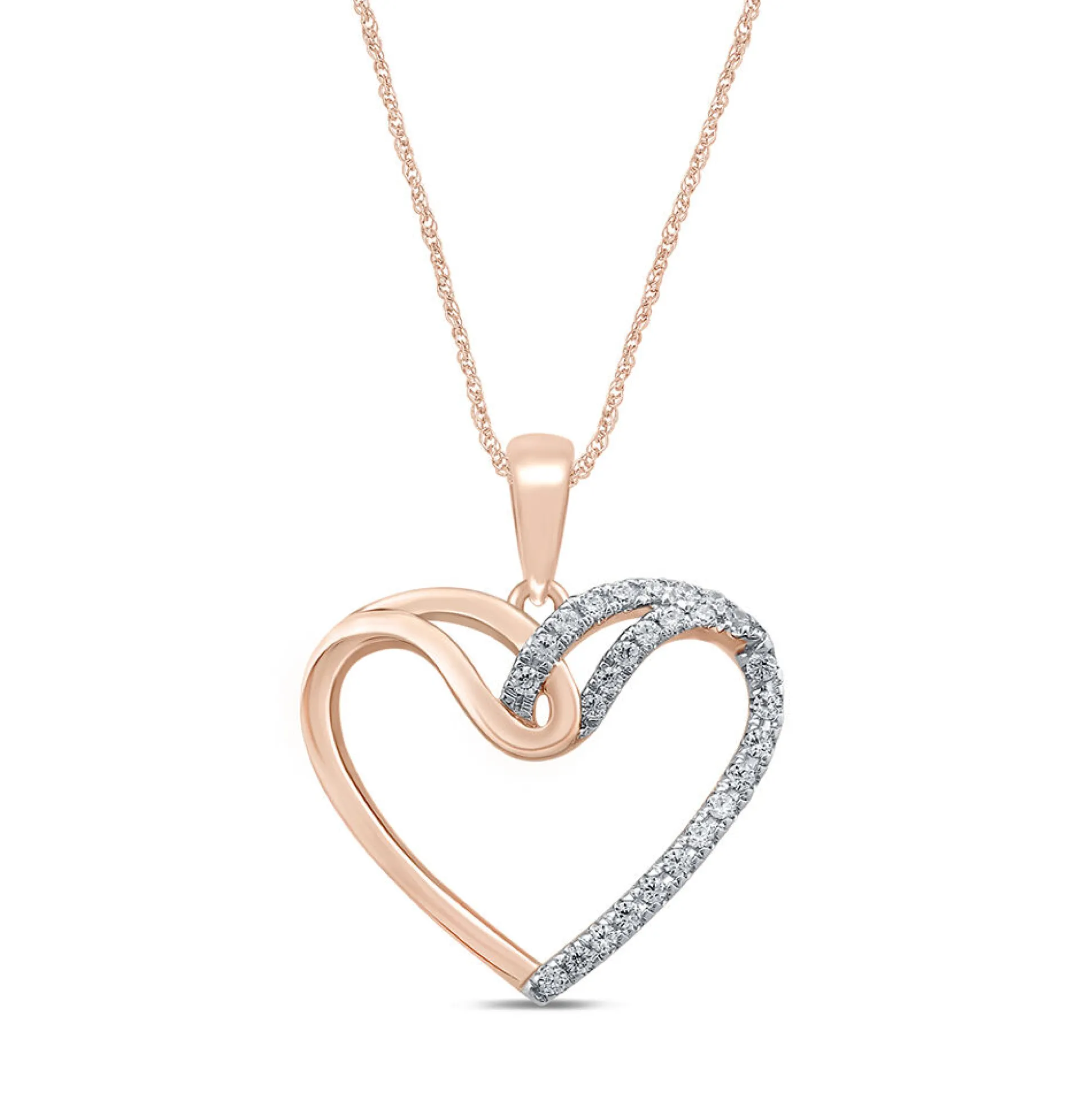 Lab Grown Diamond Heart Pendant In 10K Rose Gold (1/5 Ct. Tw.)