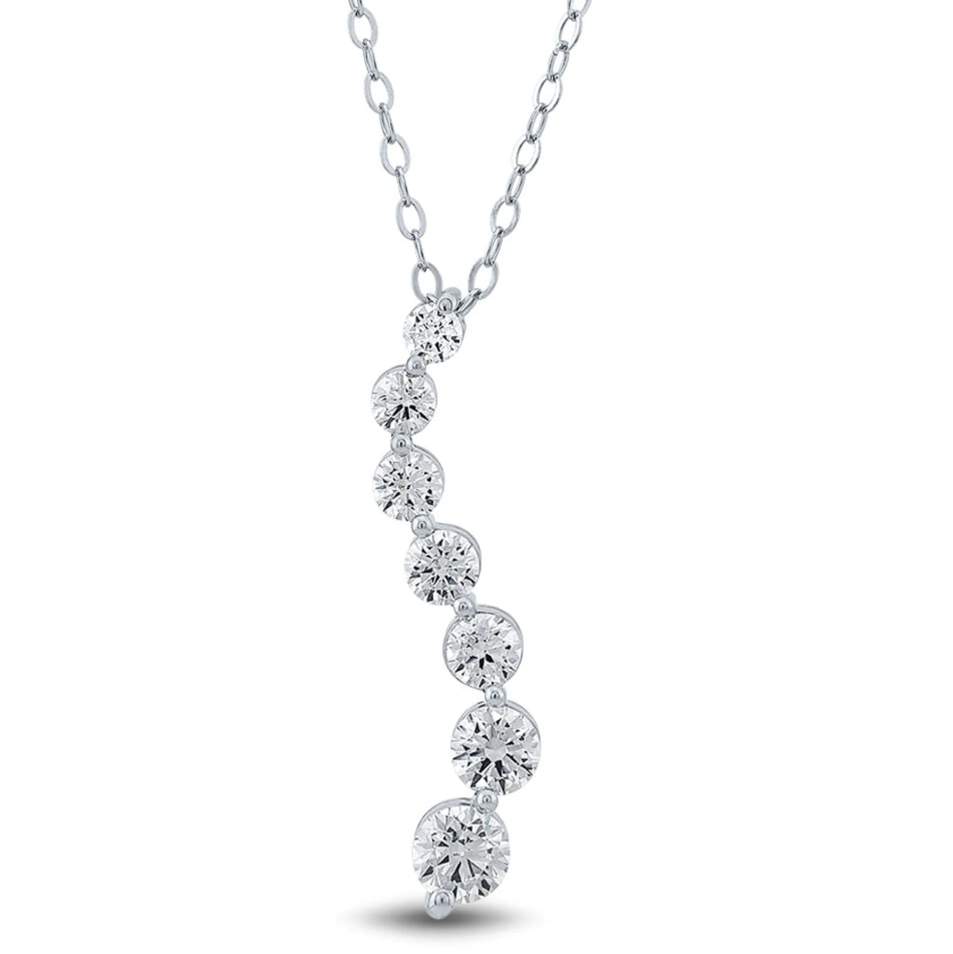 Lab Grown Diamond Journey Pendant In 14K White Gold (3/4 Ct. Tw.)