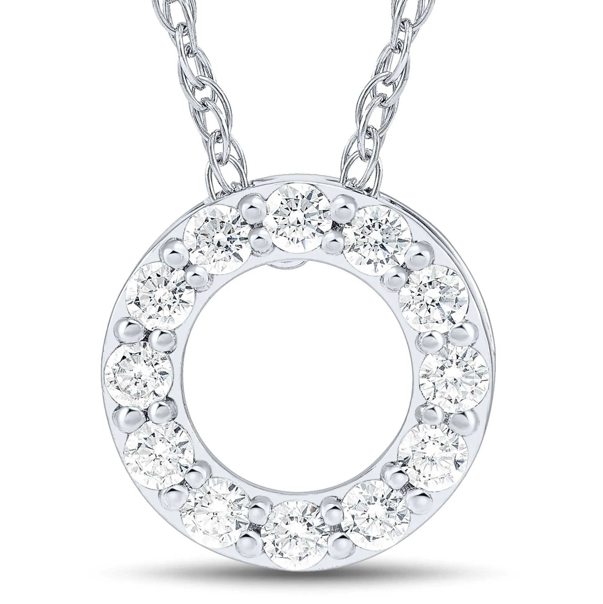 Lab Grown Diamond Open Circle Pendant In 14K White Gold (1/4 Ct. Tw.)