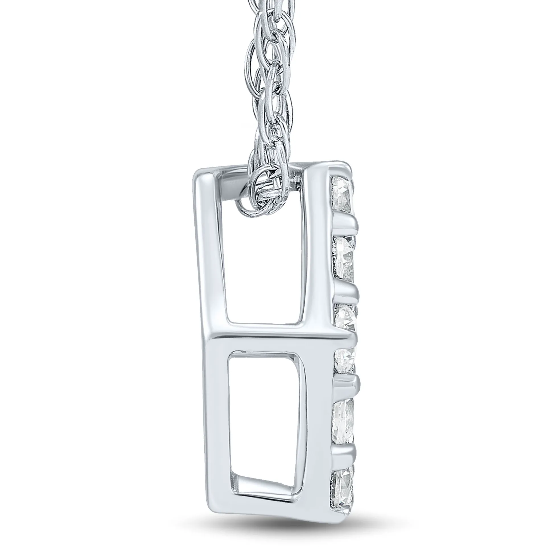 Lab Grown Diamond Open Hexagon Pendant In 14K White Gold (1/4 Ct. Tw.)