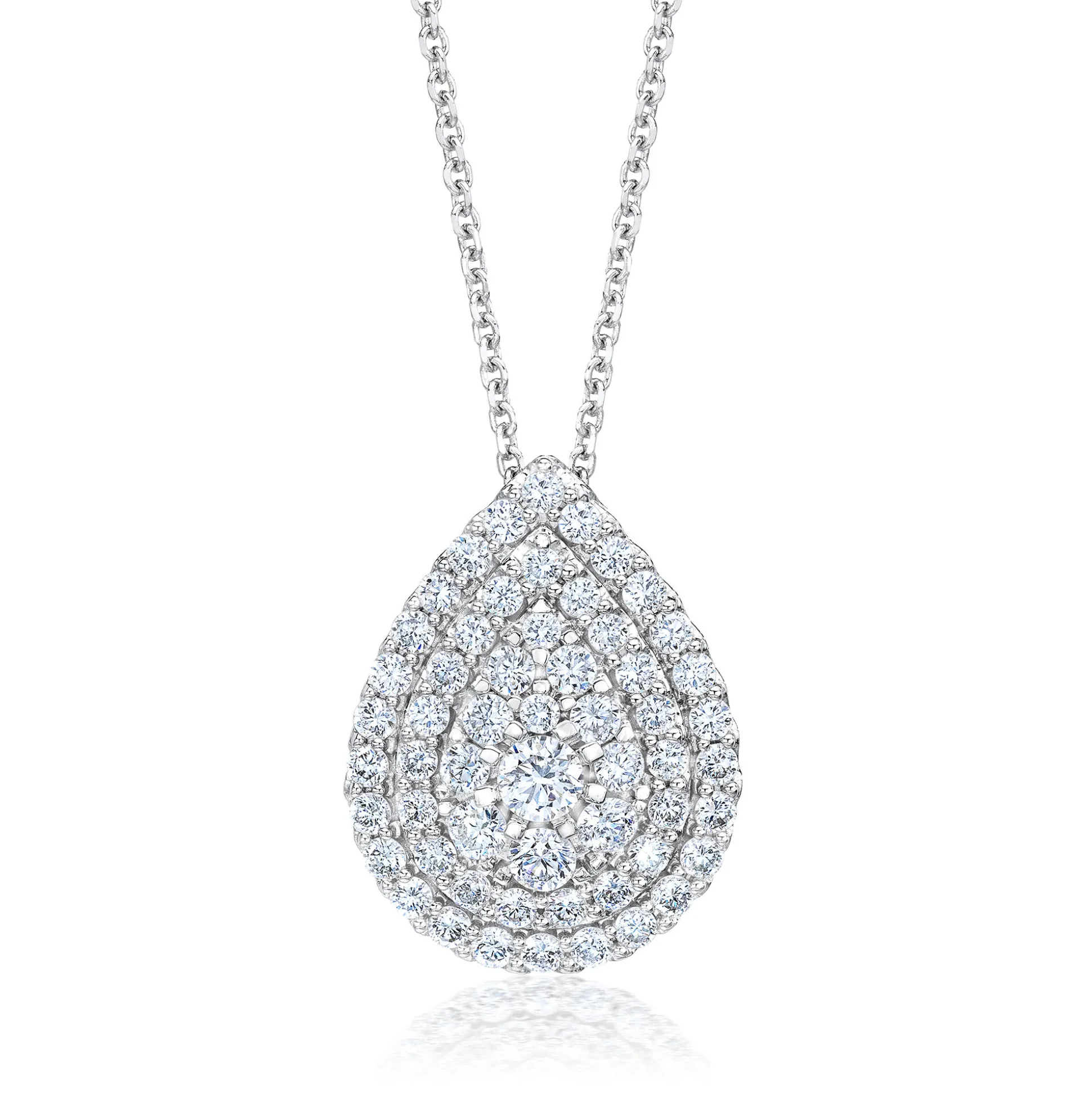 Lab Grown Diamond Pear-Shaped Cluster Pendant In 14K White Gold (1 Ct. Tw.)
