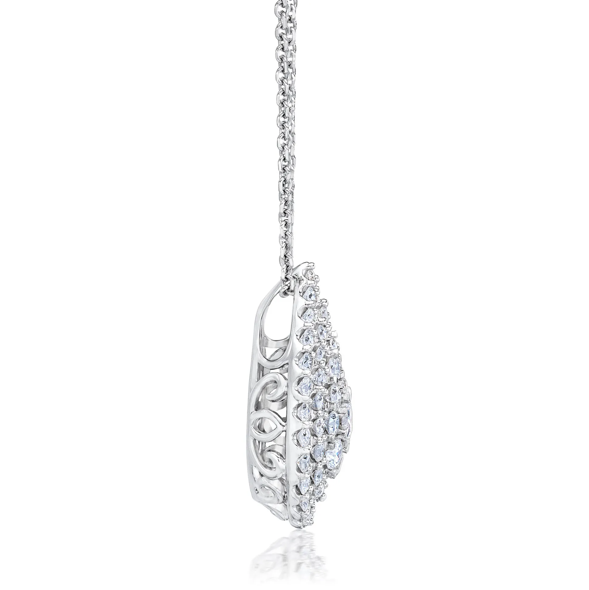 Lab Grown Diamond Pear-Shaped Cluster Pendant In 14K White Gold (1 Ct. Tw.)