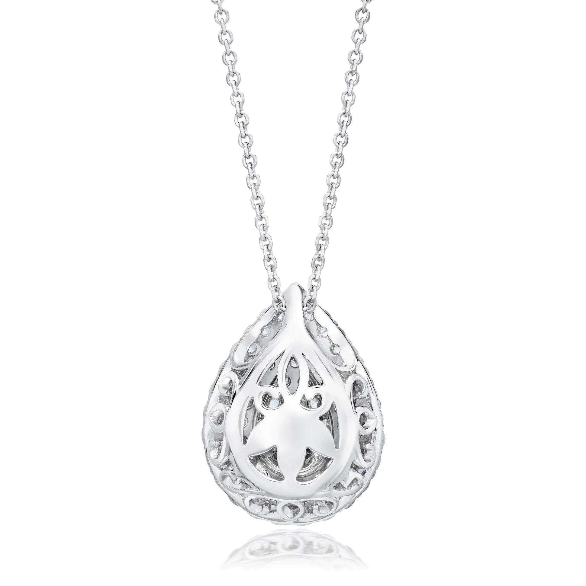 Lab Grown Diamond Pear-Shaped Cluster Pendant In 14K White Gold (1 Ct. Tw.)