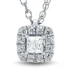 Lab Grown Diamond Princess-Cut Halo Pendant In (3/8 Ct. Tw.)