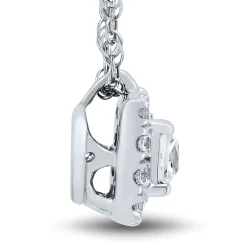 Lab Grown Diamond Princess-Cut Halo Pendant In (1/4 Ct. Tw.)