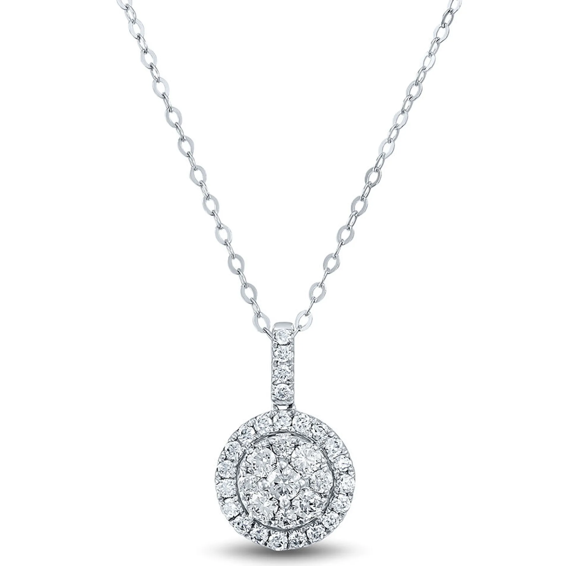Lab Grown Diamond Round Cluster Pendant In 14K White Gold (5/8 Ct. Tw.)