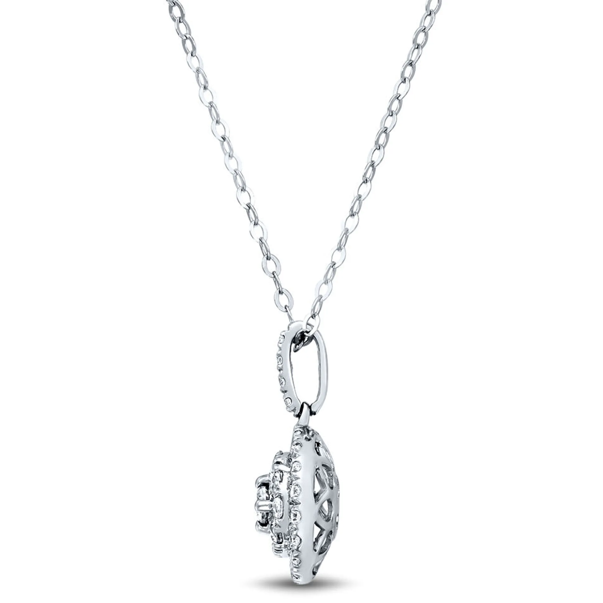 Lab Grown Diamond Round Cluster Pendant In 14K White Gold (5/8 Ct. Tw.)