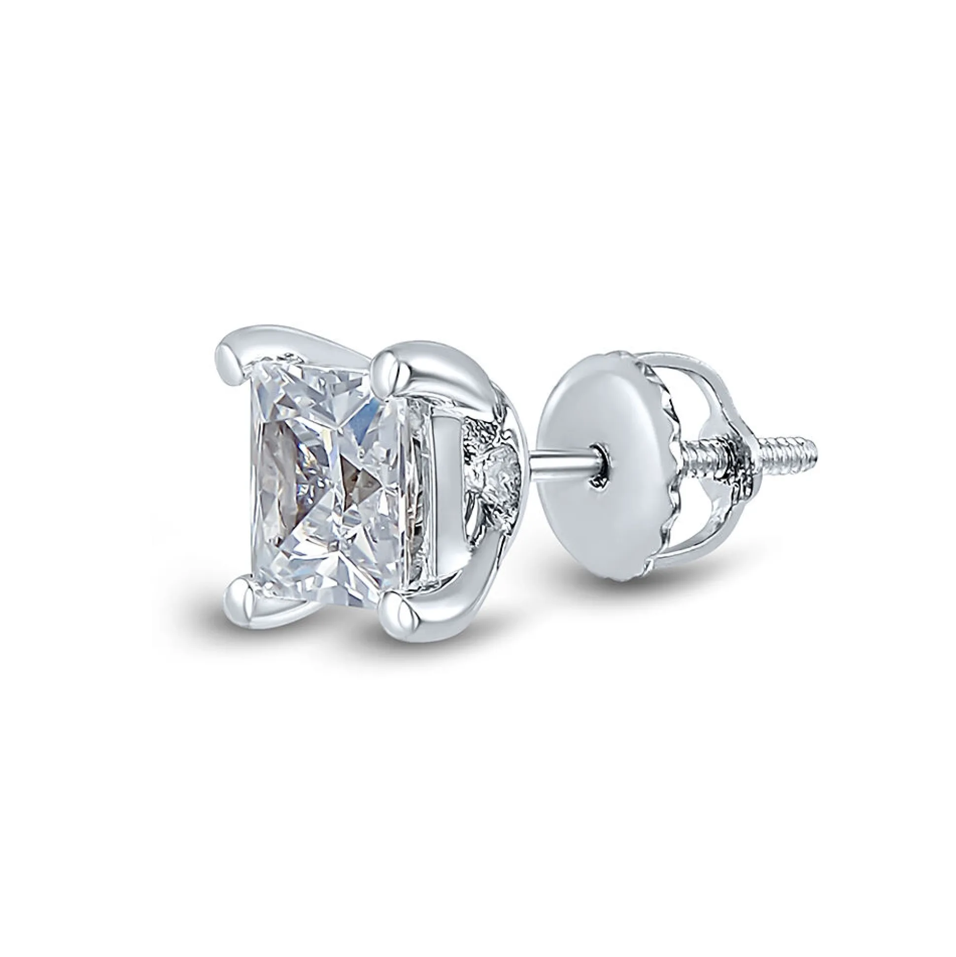 Lab Grown Diamond Stud Earring In 14K White Gold (1 Ct. Tw.)