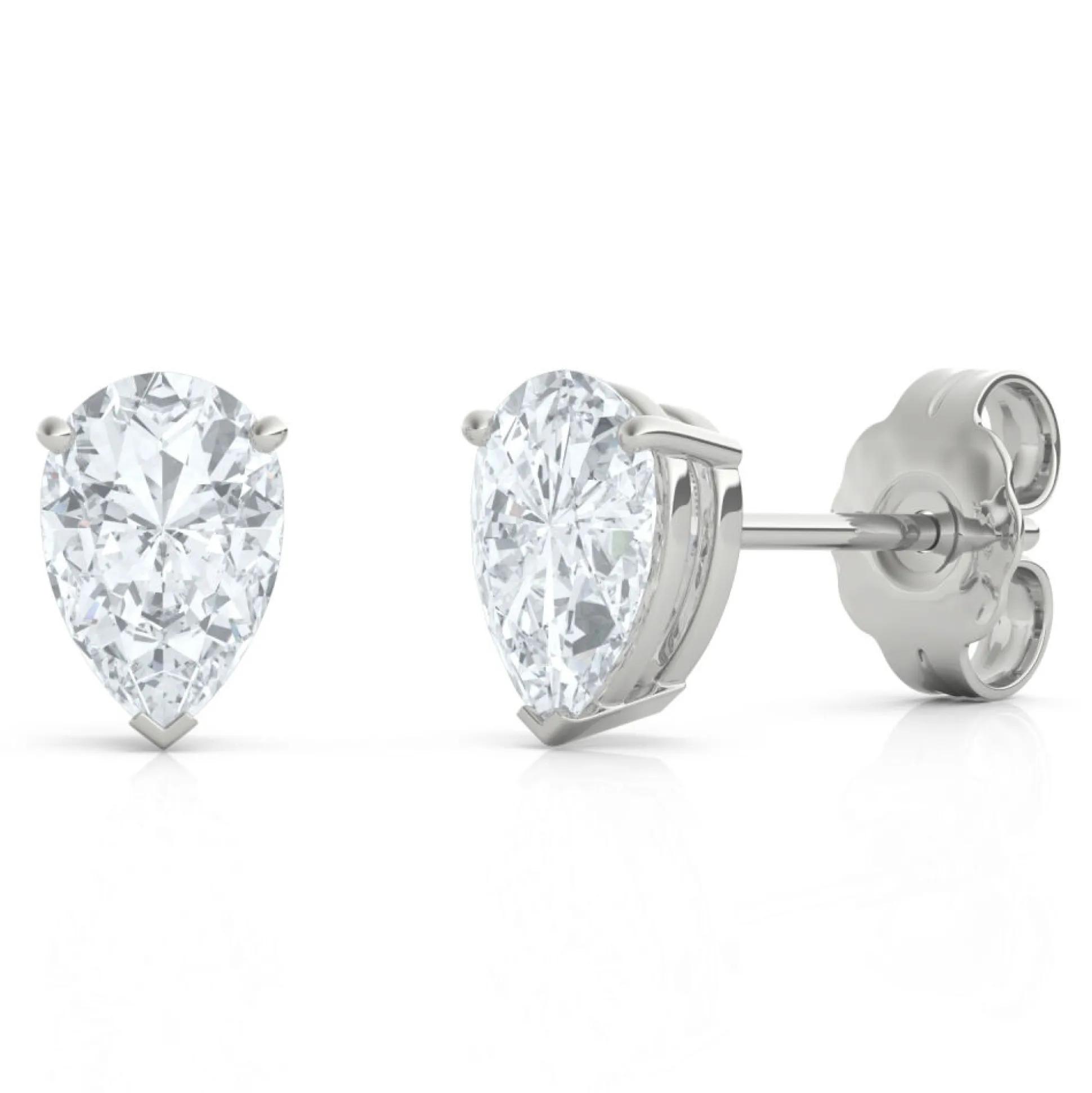 Lab Grown Diamond Stud Earrings Pear Shaped In 14K White Gold (1 Ct. Tw.)