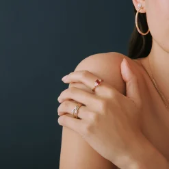 Lab-Created Ruby And Lab- Created White Sapphire Ring In Vermeil