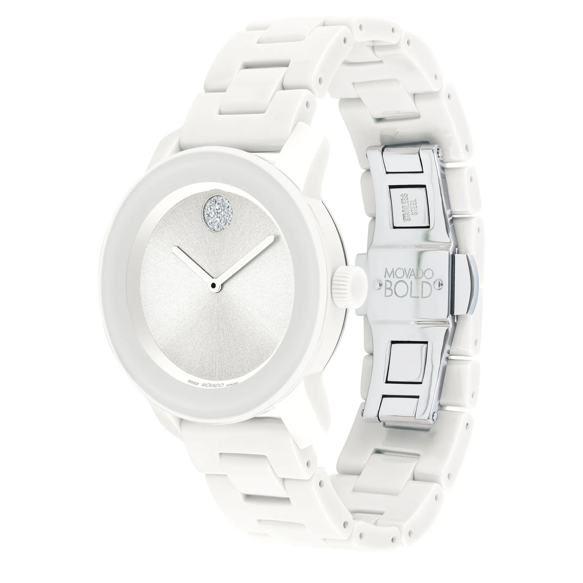 Ladies' Bold Watch In White Ceramic And Stainless Steel, 36Mm