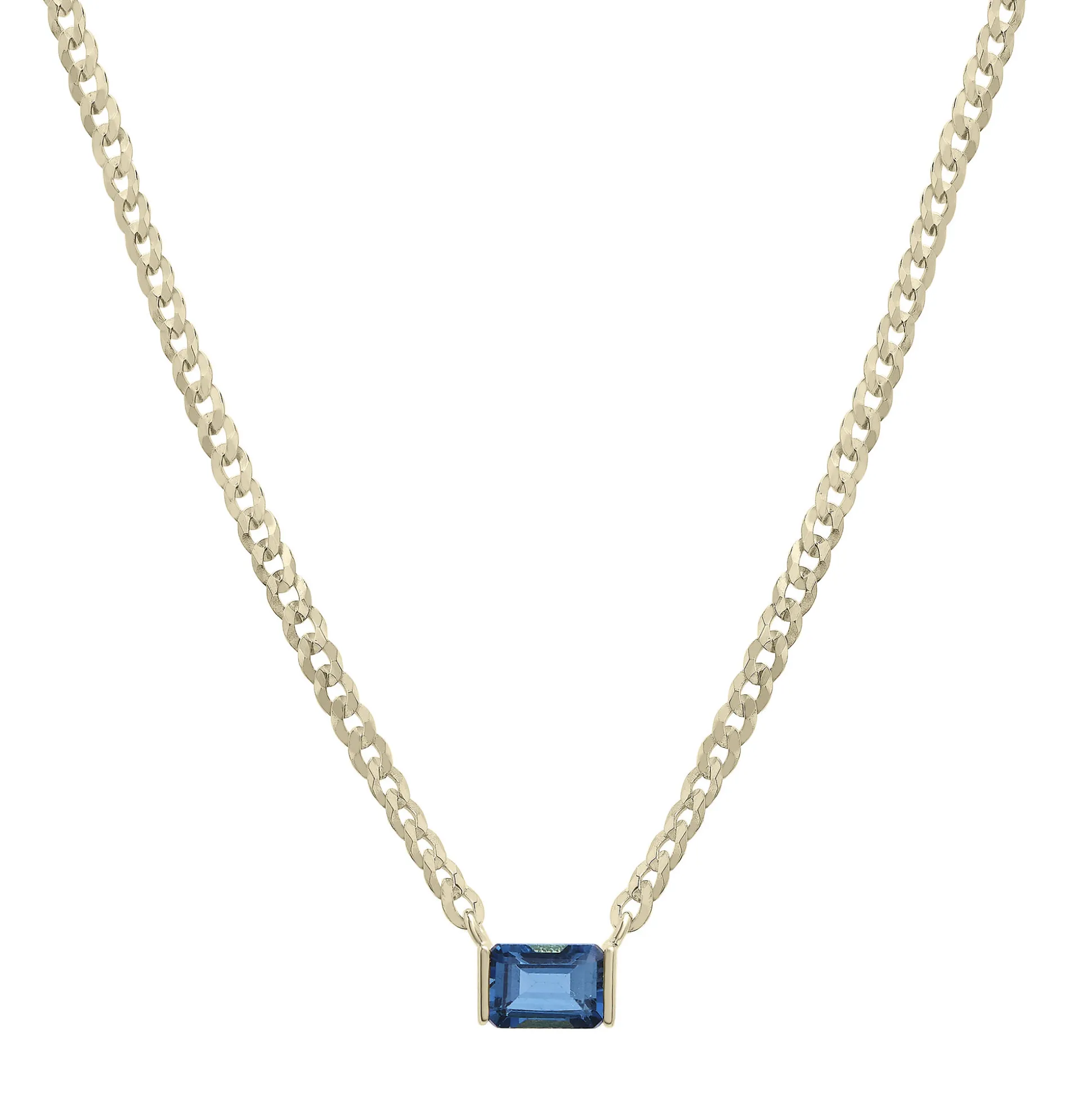 London Blue Topaz Cuban Link Necklace In Vermeil