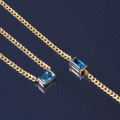 London Blue Topaz Cuban Link Necklace In Vermeil