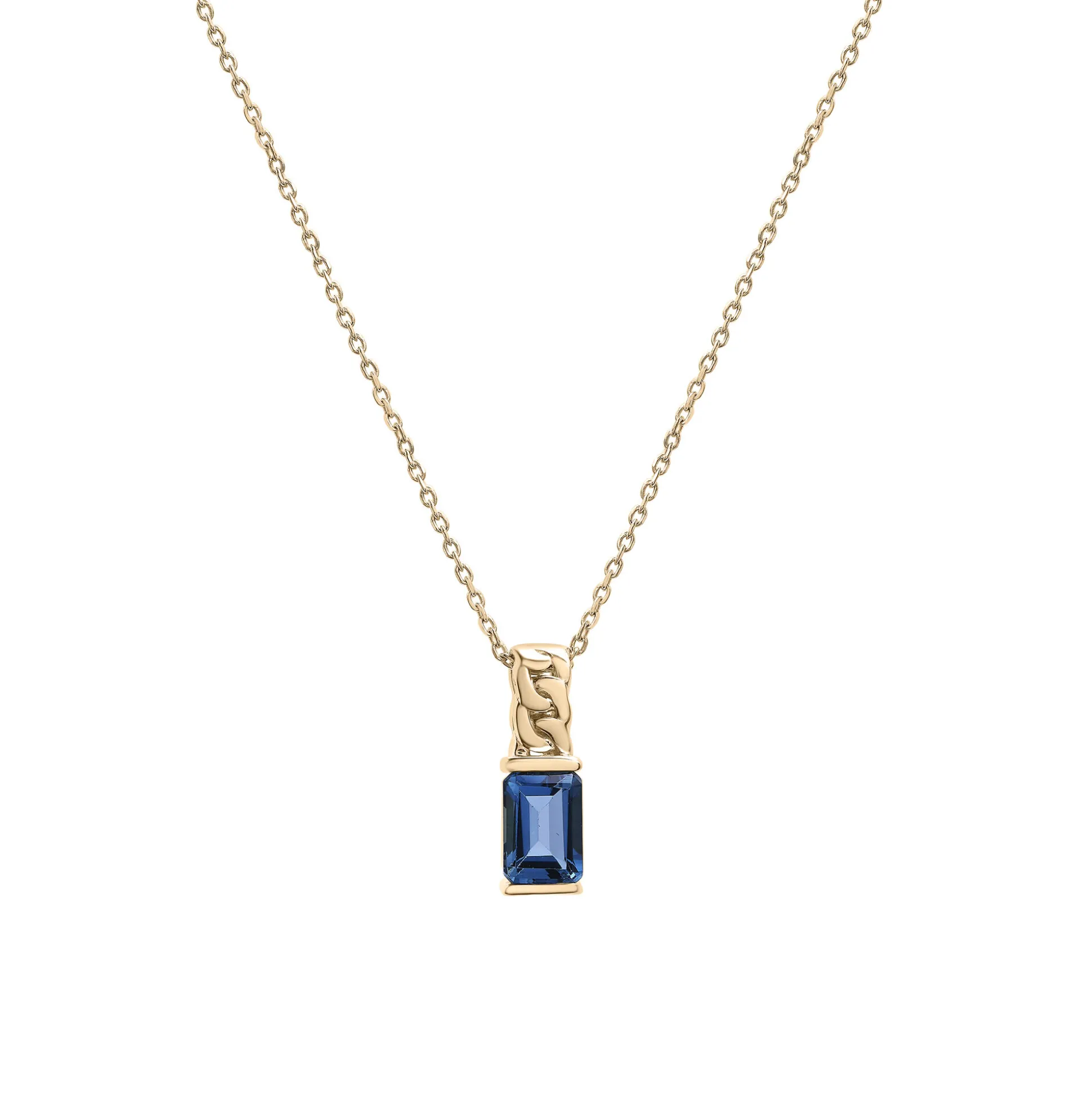 London Blue Topaz Curb Link Pendant In Vermeil