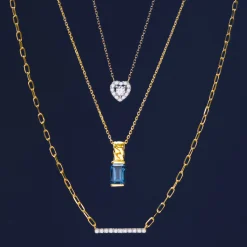 London Blue Topaz Curb Link Pendant In Vermeil