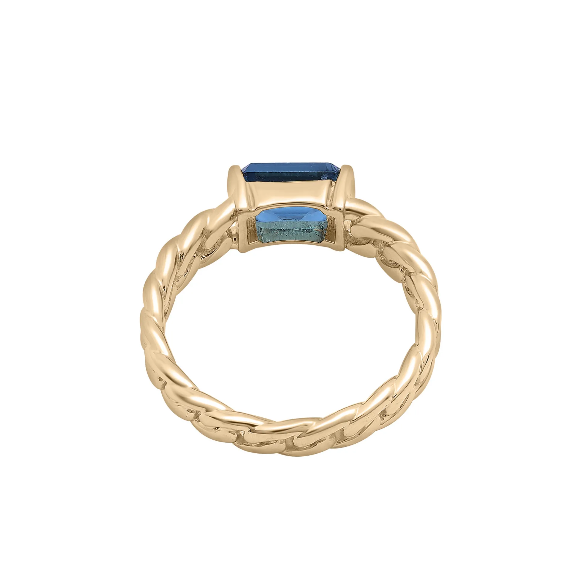 London Blue Topaz Curb Link Ring In Vermeil